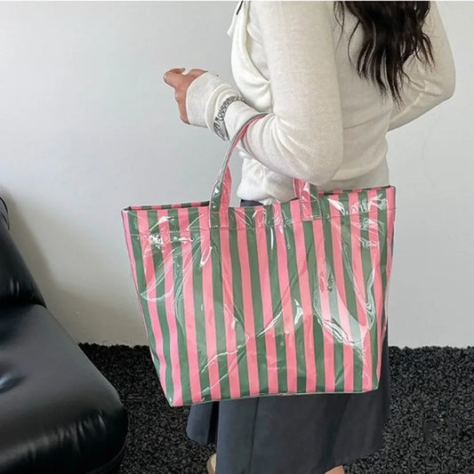 Striped Transparent PVC Tote